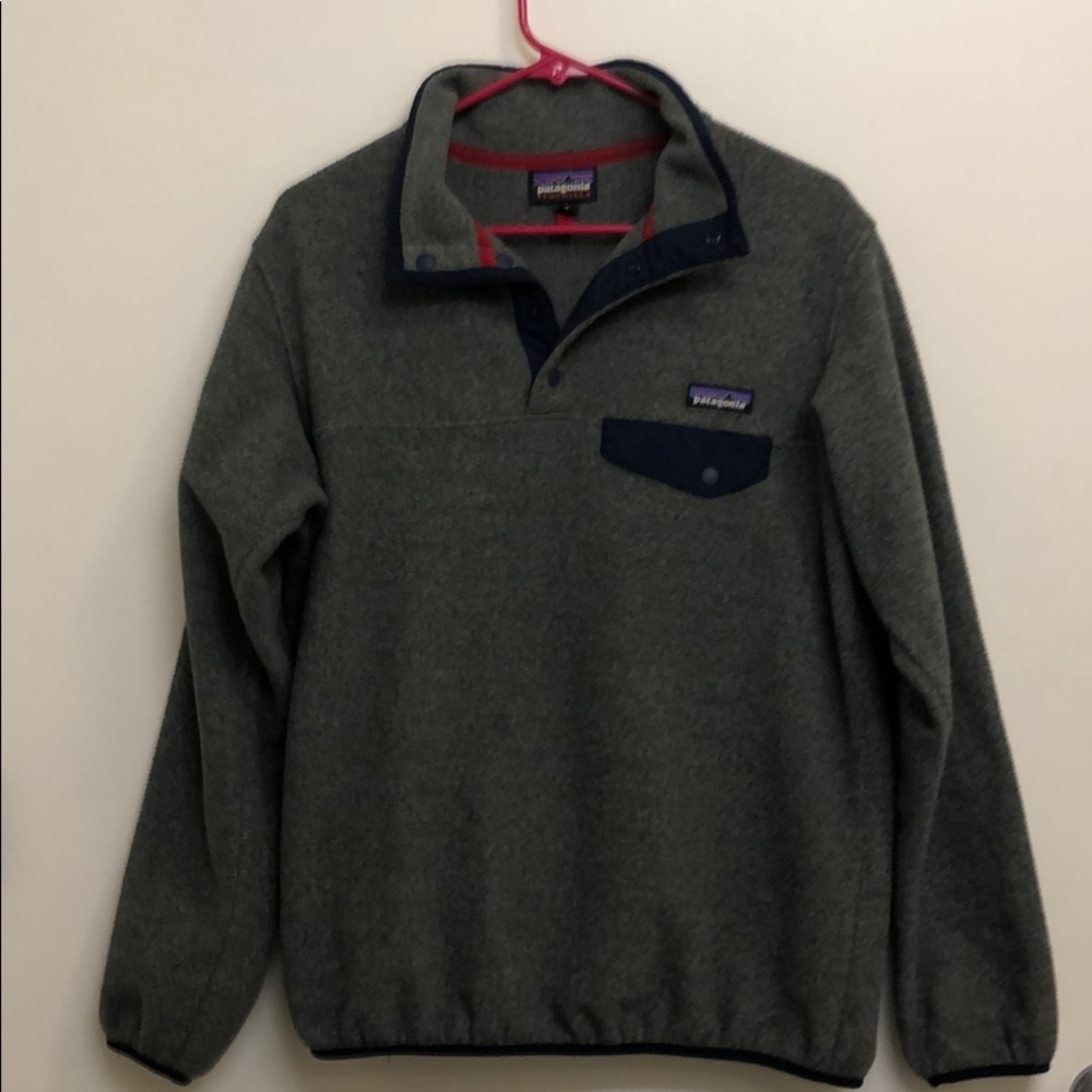Patagonia Grey Synchilla Fleece Snap-T Pullover